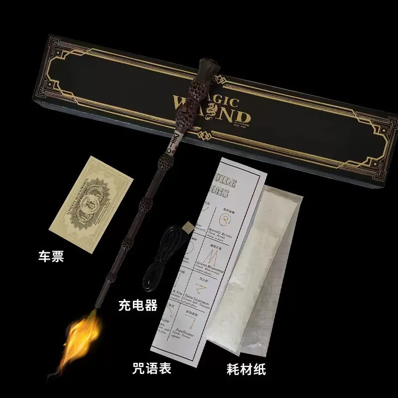 Harry Potter Fire-Breathing Magic Wand | Rechargeable Cosplay Prop with Gift Box